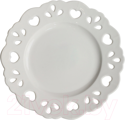 Тарелка закусочная (десертная) AksHome Delicate Love 20x2см (белый)