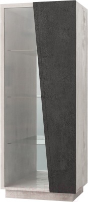 Шкаф с витриной Мебель-КМК Нирвана 0555.5 правый (ледяное дерево/камень серый)