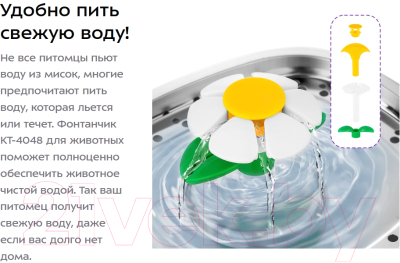 Поилка автоматическая для животных Kitfort Фонтанчик KT-4048