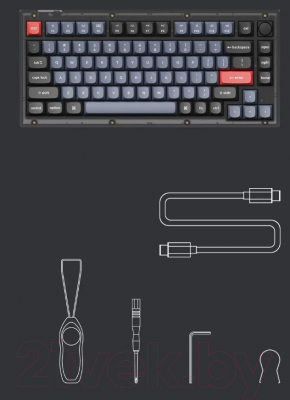 Клавиатура Keychron V1 Frosted Black RGB Hot-Swap Knob Brown Switch / V1-C3-RU