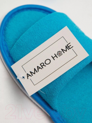 Тапочки домашние Amaro Home Открытый нос / HOME-4012-Bi0-36 (р-р 36-38, бирюзовый)
