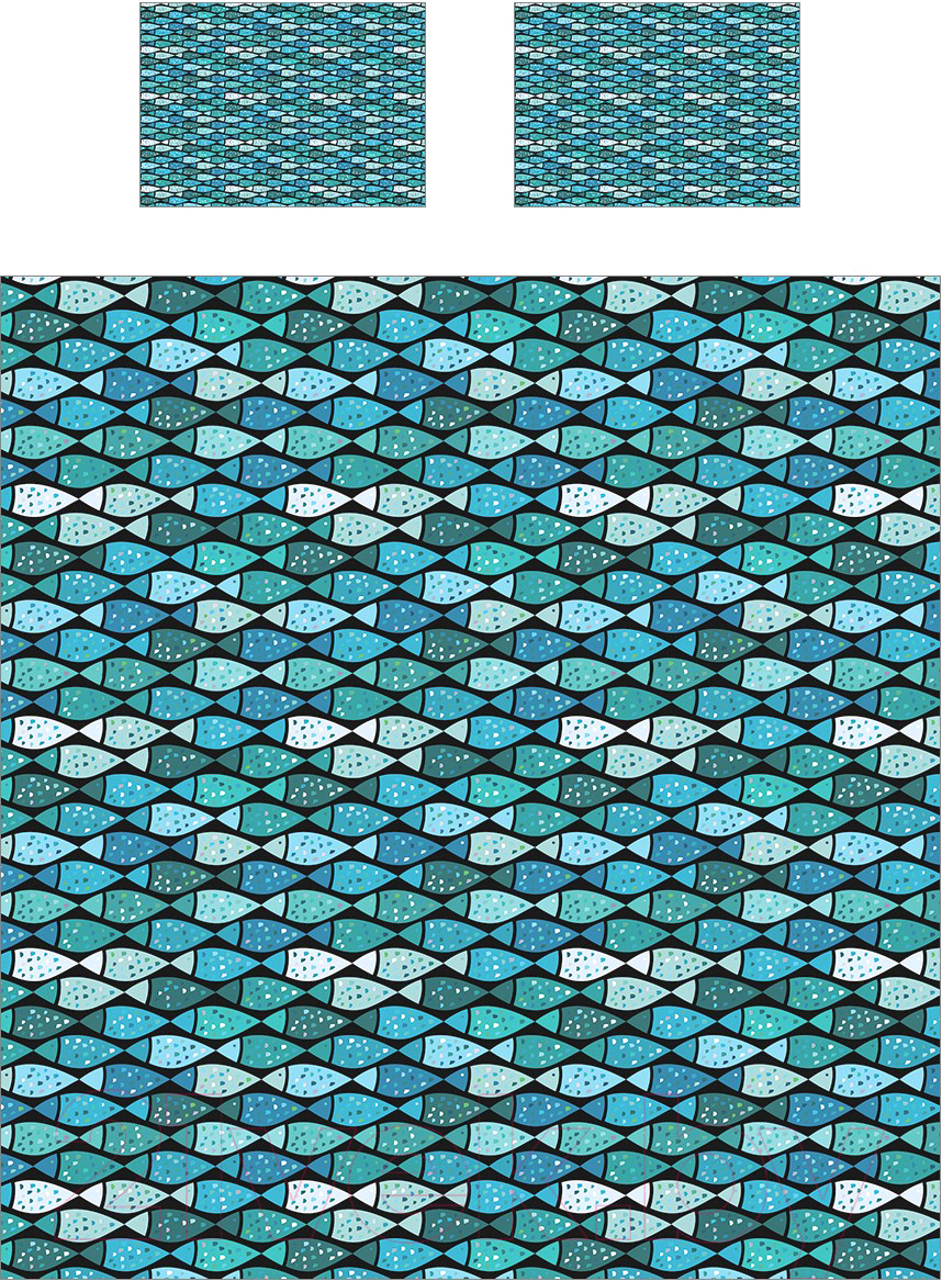 Набор текстиля для спальни Ambesonne Косяк рыб / bcsl 67991 160x220