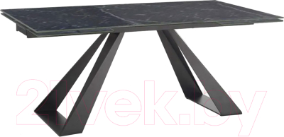 Обеденный стол M-City Fondi 180 Marbles Nero KL-116 / 614M04929 (черный мрамор матовый/черный)