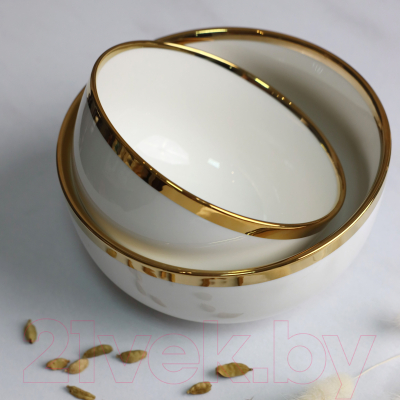 Суповая тарелка AksHome Moonshine 13x6.8 (белый/золотой)