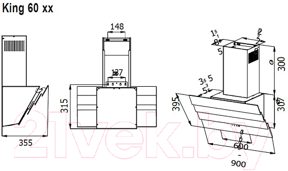 Вытяжка наклонная Evelux King 60 BG