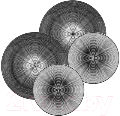 Набор тарелок Elan Gallery Мерцание / 250123+2 (4шт, серый/черный)
