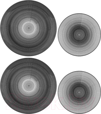 Набор тарелок Elan Gallery Мерцание / 250123+2 (4шт, серый/черный)