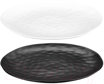Набор тарелок Elan Gallery Консонанс / 760191-2 (2шт, белый/черный матовый)