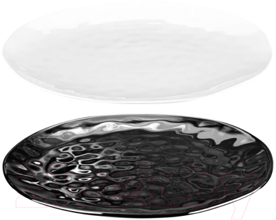 Набор тарелок Elan Gallery Консонанс 760189-2 (2шт, белый/черный глянец)