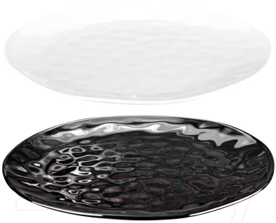 Набор тарелок Elan Gallery Консонанс / 760185-2 (2шт, белый/черный глянец)
