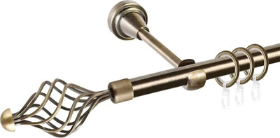 Карниз для штор АС ФОРОС Prime D16Г + наконечники Ажур (1.6м, антик) -