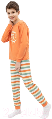 Пижама детская Mark Formelle 563311 (р.122-60, терракот/разноцветная полоска)
