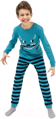 Пижама детская Mark Formelle 563314 (р.110-56, бирюзовый/синяя полоска)