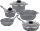 Набор кухонной посуды Elan Gallery Гармония вкуса / 120558+5 (8пр, серый мрамор) - 