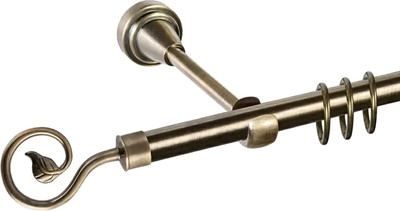 Карниз для штор АС ФОРОС Prime D16Г + наконечники Завиток одинарный (1.6м, антик) -