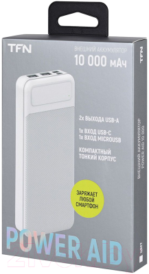 Портативное зарядное устройство TFN PowerAid 10000mAh / TFN-PB-278-WH (белый)