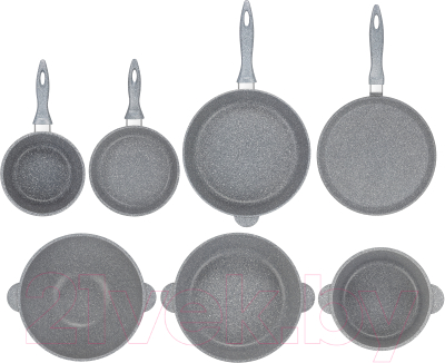 Набор кухонной посуды Elan Gallery 120547+7 (12пр, серый мрамор)