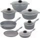 Набор кухонной посуды Elan Gallery 120547+7 (12пр, серый мрамор) - 