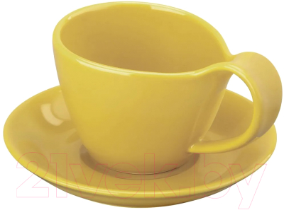 Чашка с блюдцем Elan Gallery Колоранс / 540751 (2пр, охра)
