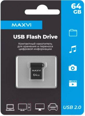 Usb flash накопитель Maxvi MM 64GB 2.0 (темно-серый)