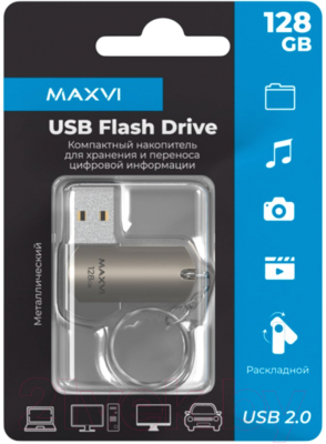 Usb flash накопитель Maxvi MR 128GB 2.0 (металлик/серебристый)