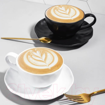 Набор для чая/кофе Elan Gallery Консонанс / 760209-2 (4пр, белый/черный матовый)