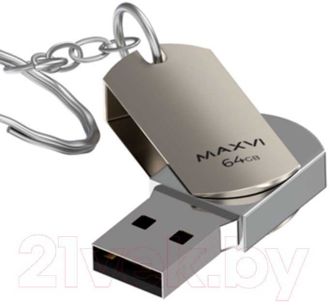 USB flash накопитель Maxvi MR 64GB 2.0 (металлик/серебристый) — фото 2