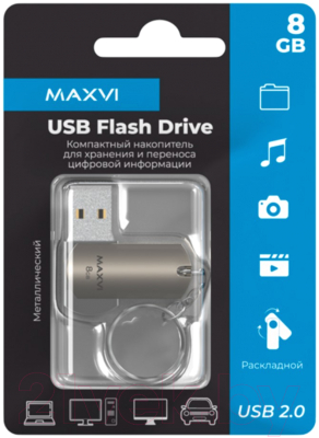 Usb flash накопитель Maxvi MR 8GB 2.0 (металлик/серебристый)
