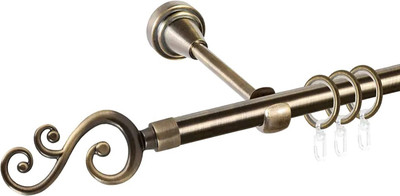 Карниз для штор АС ФОРОС Prime D16Г + наконечники Лоза (2м, антик) -