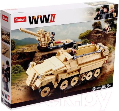 Конструктор Sluban Армия ВОВ Немецкий БТР Sd.Kfz. 251 и пушка K18 / M38-B0695