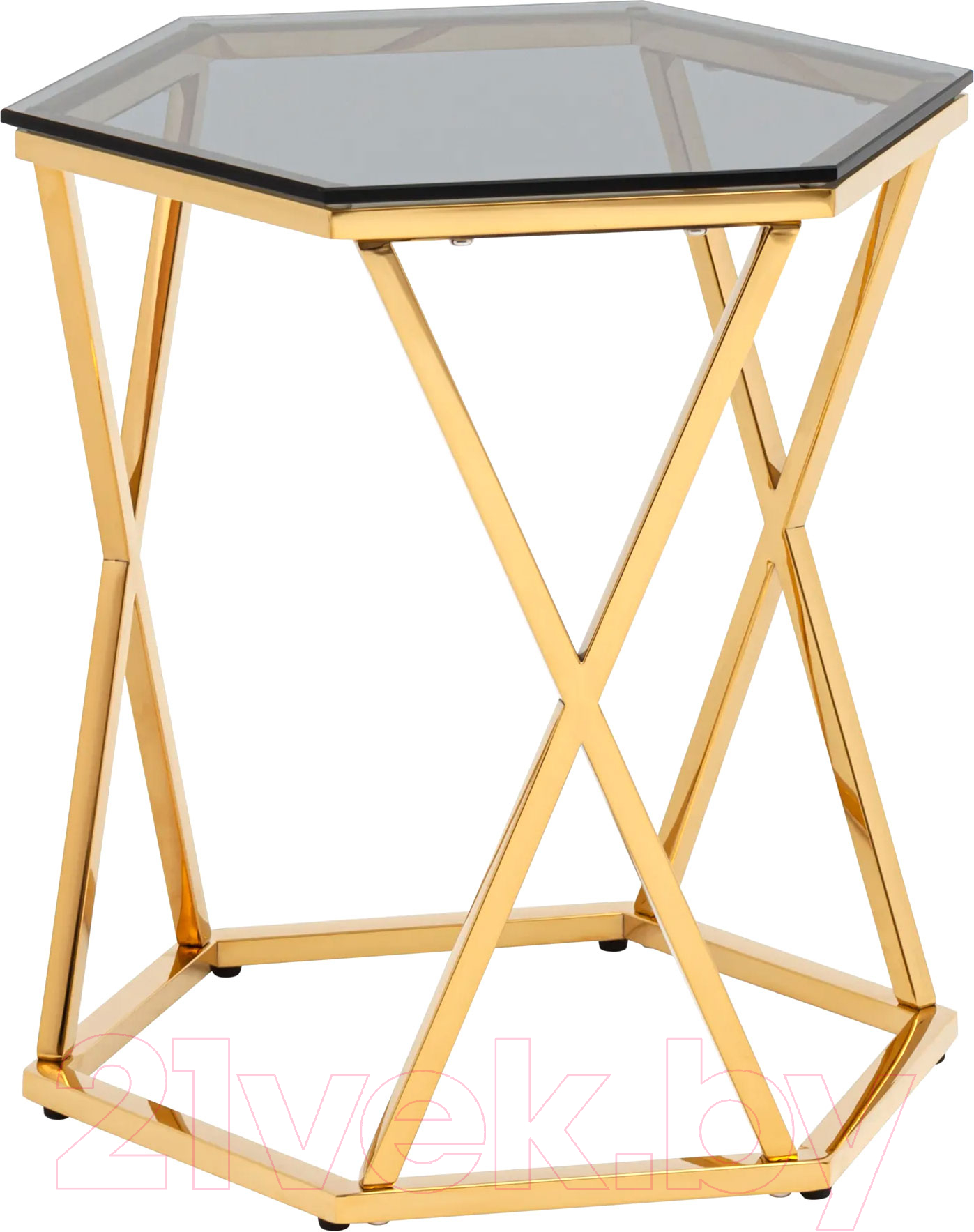 Журнальный столик Stool Group Круз 48x42 / EET-187-TG (стекло Smoke/сталь золото)