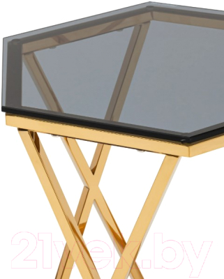 Журнальный столик Stool Group Круз 48x42 / EET-187-TG (стекло Smoke/сталь золото)