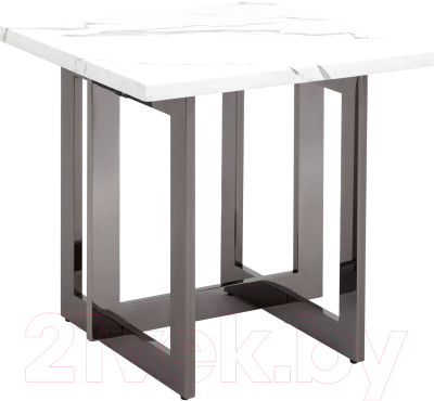 Журнальный столик Stool Group Нэйтан 61x61 / EET-0106-GM (белый мрамор/сталь темный хром)