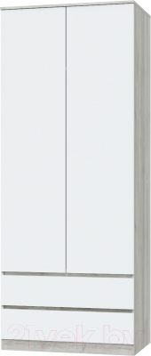 Шкаф MLK Лори 2-х дверный с ящиками (дуб сонома светлый/белый)