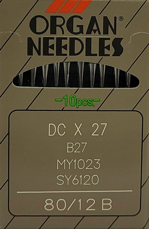 Набор игл для промышленной швейной машины Organ DCx27 80 B SUK ORG-10 (для высокоэластичных тканей)