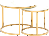 Комплект журнальных столиков Stool Group Селена / EET-131-2S-TG White (стекло белый мрамор/золото) - 