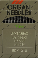 Набор игл для промышленной швейной машины Organ UYx128 GAS 80 B ORG-10 (для высокоэластичных тканей) - 