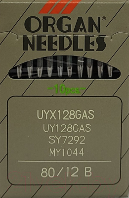 Набор игл для промышленной швейной машины Organ UYx128 GAS 80 B ORG-10 (для высокоэластичных тканей)