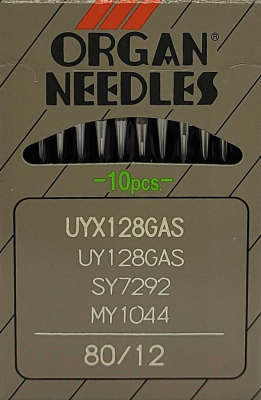 Набор игл для промышленной швейной машины Organ UYx128 GAS 80 ORG-10 (универсальные)
