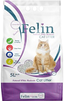 Изображение товара Наполнитель для туалета Felin Бентонит комкующийся Lavender (5л)