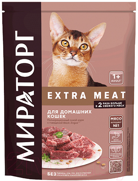 Сухой корм для кошек Winner Мираторг Extra Meat для домашних кошек с говядиной / 1010027302