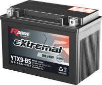 Мотоаккумулятор RDrive eXtremal Silver YTX9-BS (8.4 А/ч) - 