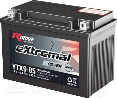 Мотоаккумулятор RDrive eXtremal Silver YTX9-BS (8.4 А/ч)