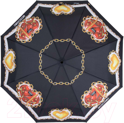 Зонт складной Moschino 8951-OCА Biker Hearts Black