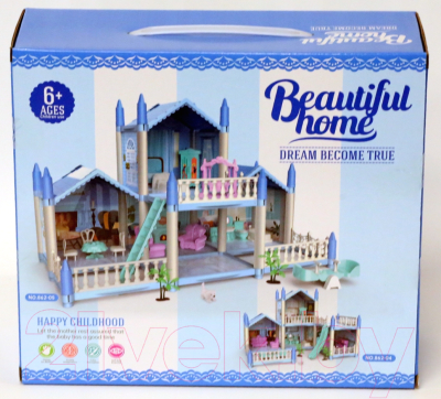 Кукольный домик Sharktoys Beautiful Home двухэтажный / 11500019 (голубой)