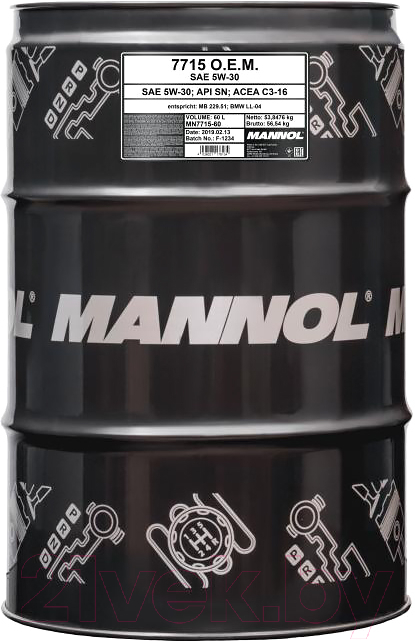 Моторное масло Mannol OEM 5W30 SN/SM/CF / MN7715-60 (60л)