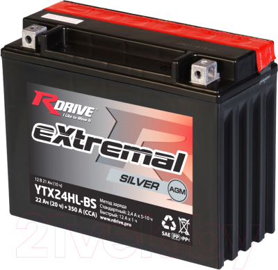 Мотоаккумулятор RDrive eXtremal Silver YTX24HL-BS (22 А/ч)