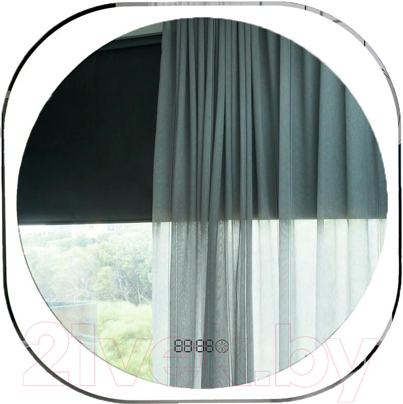 Зеркало Пекам Anna 80x80 / anna-80x80scl (с подсветкой, с сенсором на прикосновение, часами)
