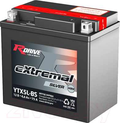 Мотоаккумулятор RDrive eXtremal Silver YTX5L-BS (4.6 А/ч)