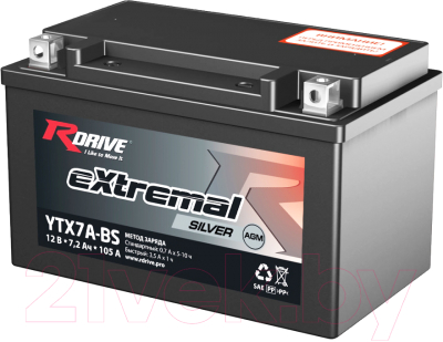 Мотоаккумулятор RDrive eXtremal Silver YTX7A-BS (7.2 А/ч)